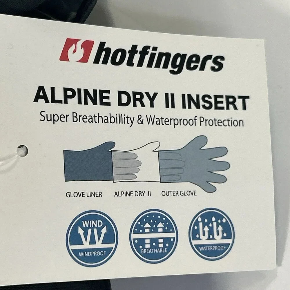 Hot Fingers Alpine Dry II Mittens Youth Lg (9-10) Black Insulated Waterproof NWT
